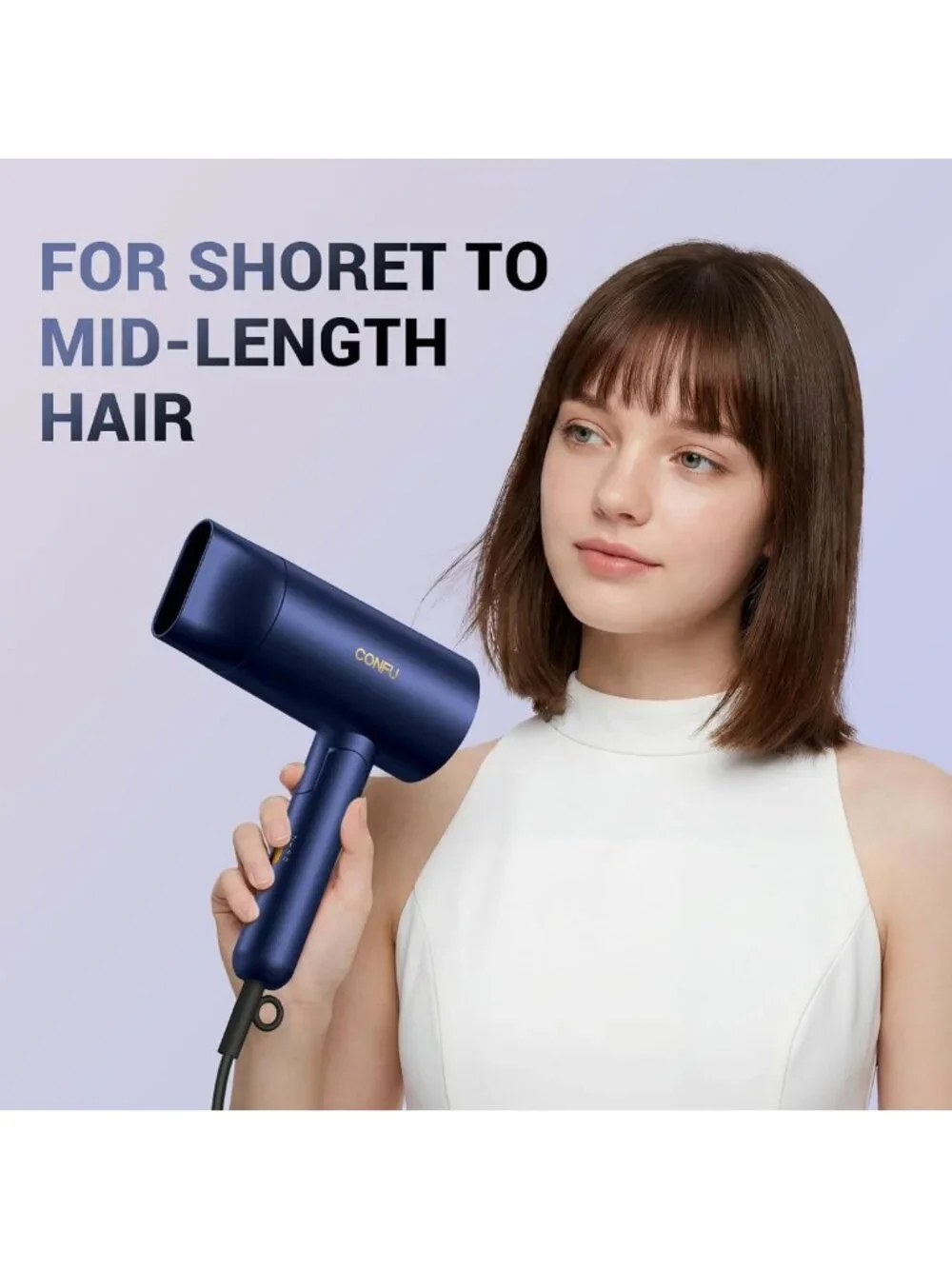 1500W Fast Drying Hair Dryer with Diffuser for Curly Hair, Compact & Portable